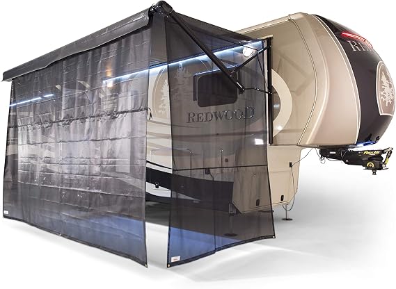 Solera Super Shade Side Panel for 5th Wheel, Travel Trailer and Motorhome RV Awnings, 10', Black