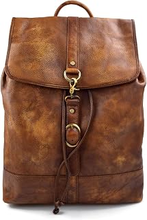 Vintage leather backpack genuine washed leather travel bag weekender sports bag gym bag leather shoulder ladies mens brown backpack