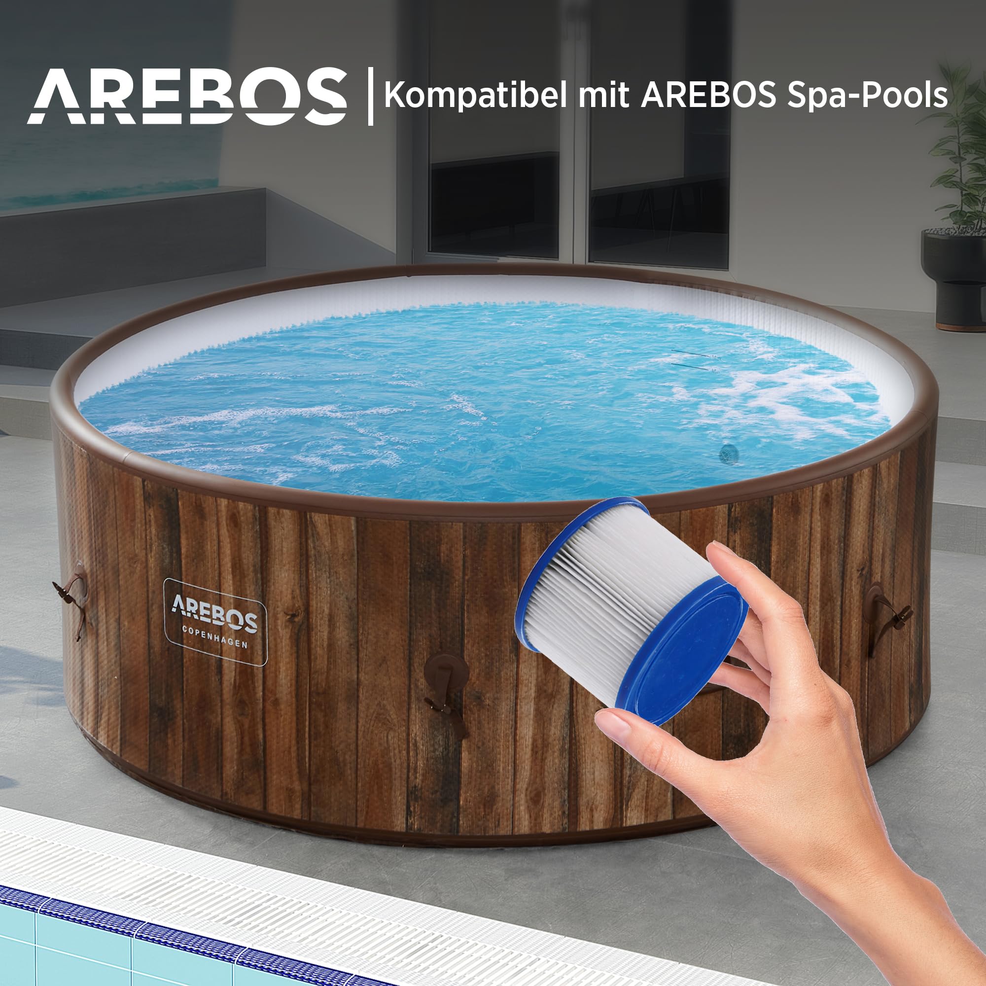 Arebos Filterkartusche Spa Whirlpool | Poolfilter kompatibel Spa Pools | Ersatz Filter aufblasbare Pools | auswaschbar | Filter für Whirlpool | 6 Stück
