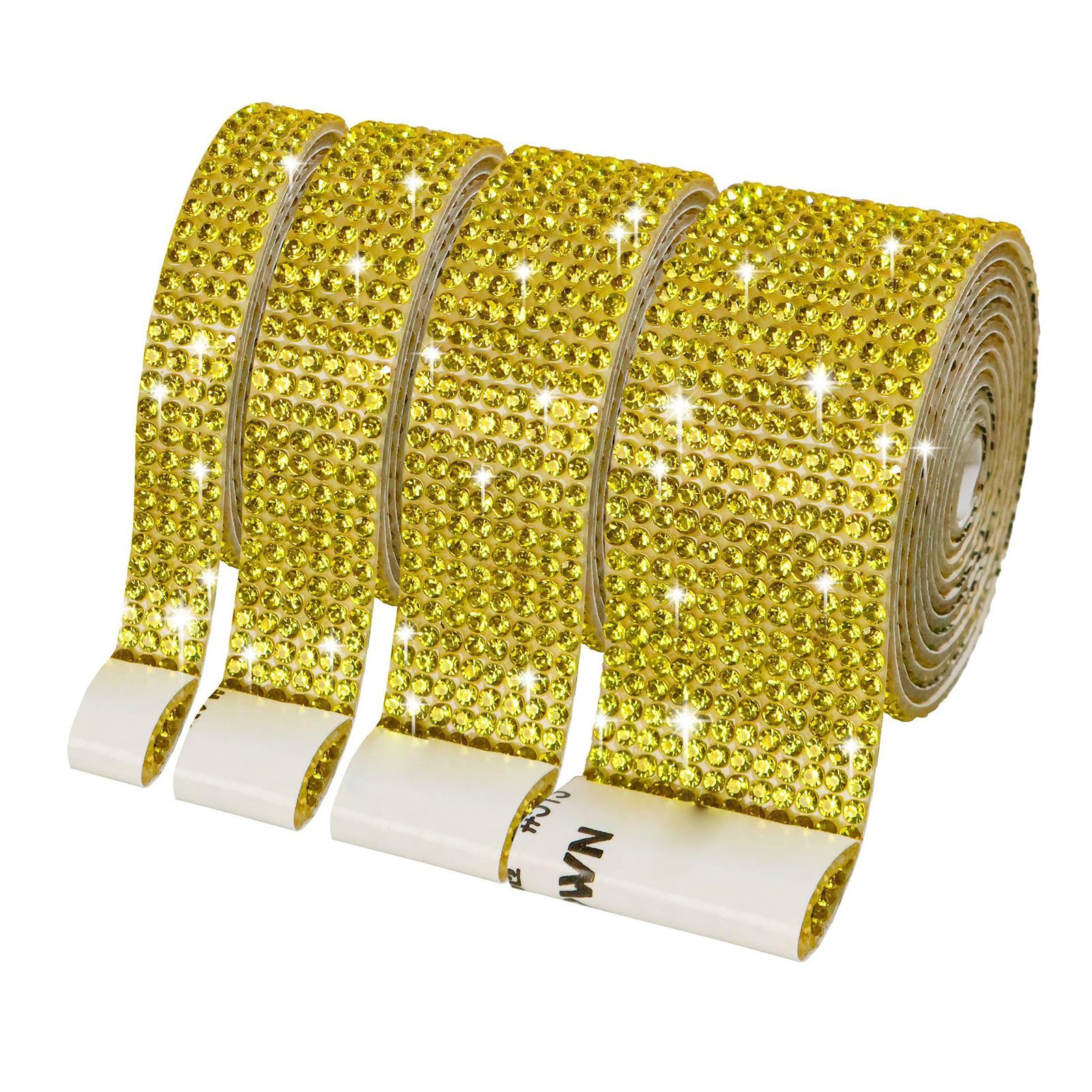 ZEPFJHE 4 Rolls Sparkling Rhinestones Ribbons Adhesive Rhinestones Tapes for Art Craft Cake Decoration Garment Making Costume Decorations