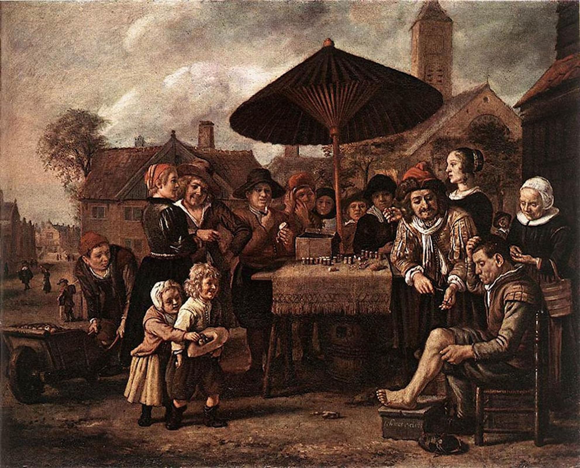 SERENDIPITP Vintage Wall Art Canvas Nordic Poster Canvas Print Picture Market Scene with a Quack At His Stall by Jan Victors Wall Art Poster for Home Decor 60x90cm