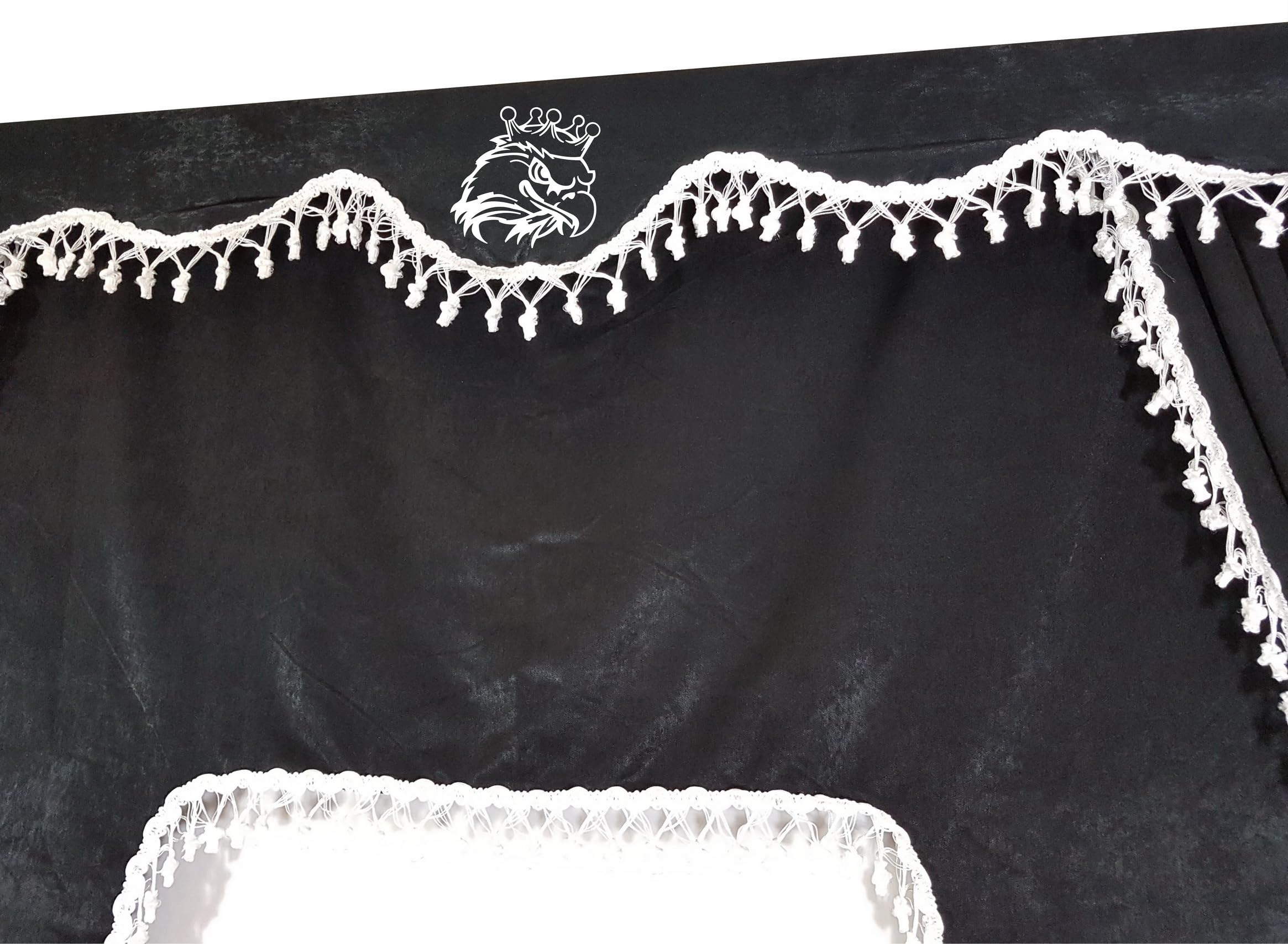 Juego de 5 cortinas negras con borlas blancas, tamaño universal, todos los modelos de la serie R P G S L Truck Series accesorios decoración tela de felpa