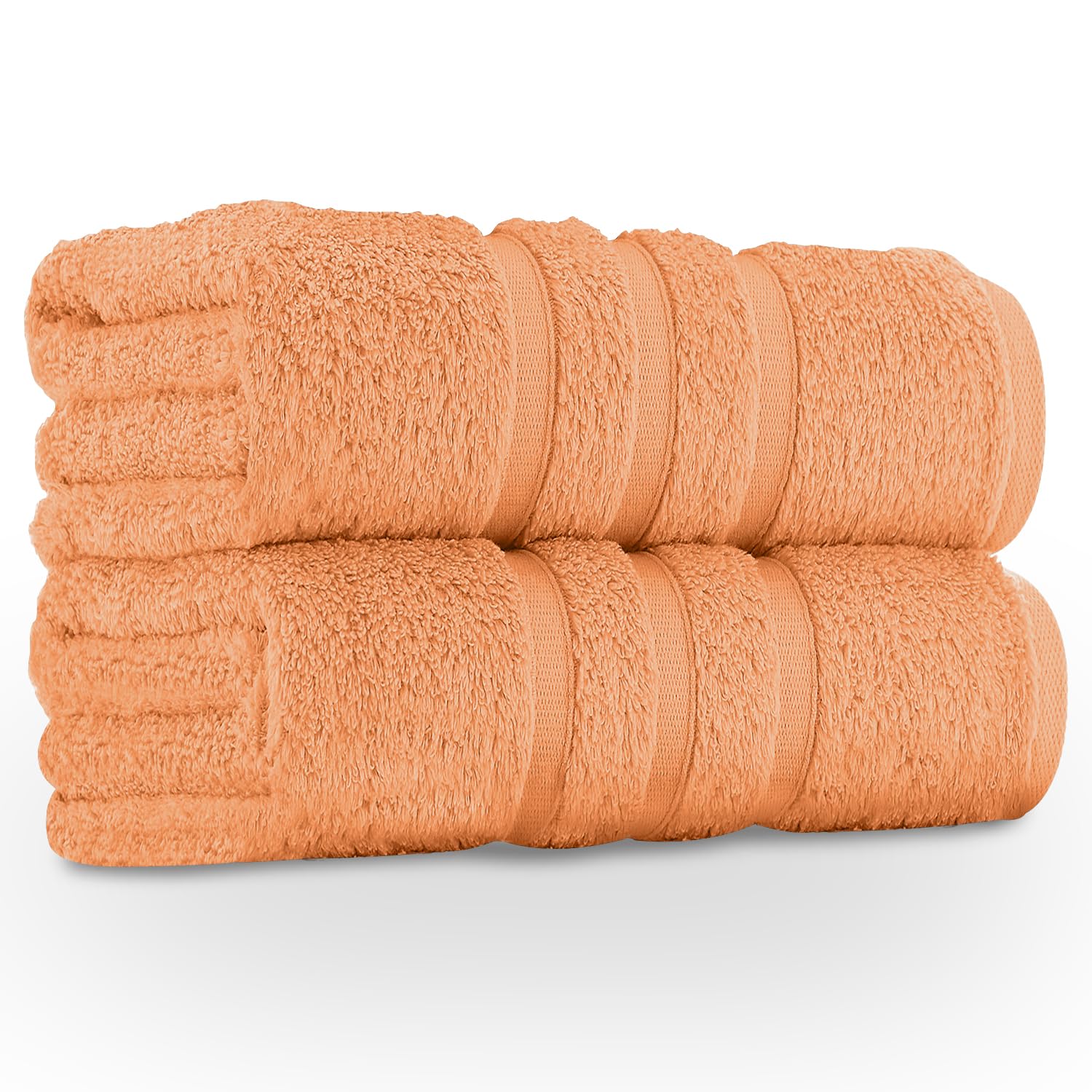 GC GAVENO CAVAILIA 550 GSM Jumbo Bath Sheets Towels Large 2Pk | Quick Dry & Highly Absorbent Extra Large Bath Sheets Cotton Towels Set | Hotel Quality Towel Super Jumbo Bath Sheet (100x180 Cm), Peach