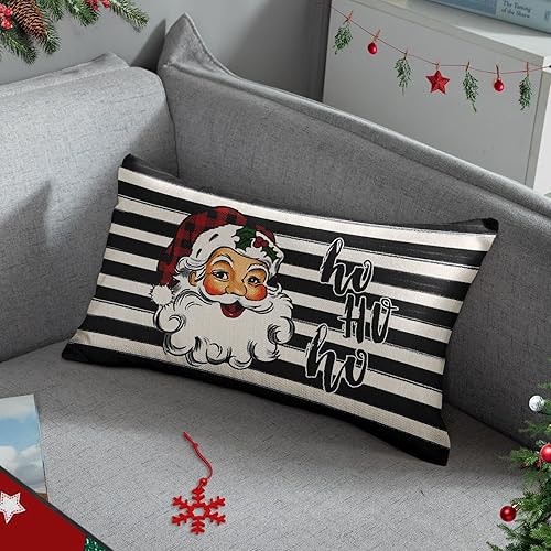 Miniatura 5 de Funda de almohada decorativa para decoración del hogar, Papá Noel, Navidad, para niños, de invierno, 12 x 20 pulgadas, funda de almohada para sofá