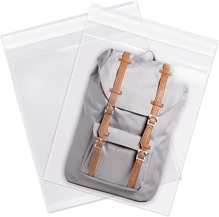 Spartan Industrial - 14" X 20" (100 Count) Crystal Clear Resealable Cello Poly Bags for Packaging, Clothing & T Shirts - Self Seal & Reinforced