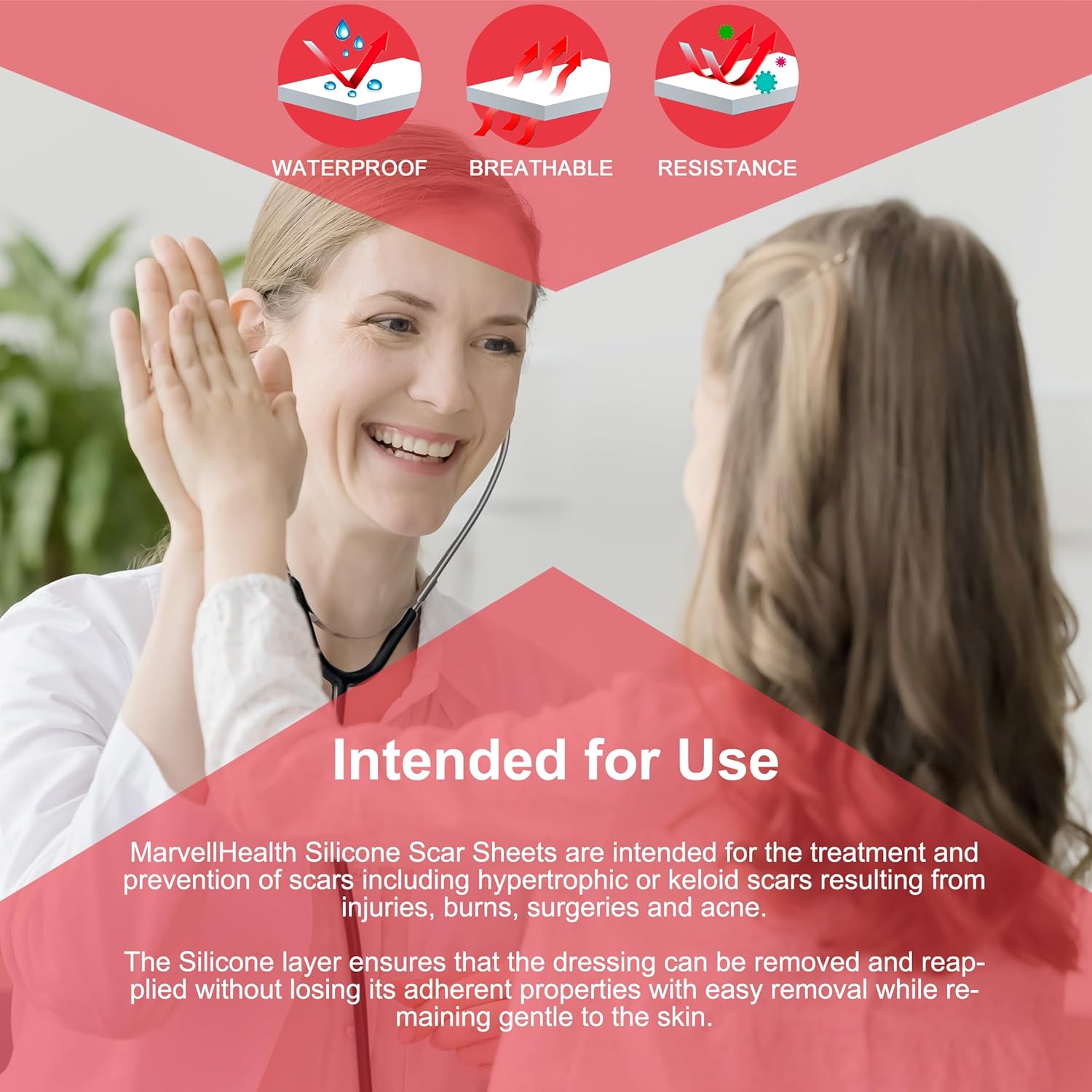 Silicone Scar Sheets 1.6”x 60”, Medical Grade Silicone Scar Tape, Reusable, Away Scar Treatment, Scar Removal Strips for Keloid, C-Section, Surgery, Burn, Acne - Image 5