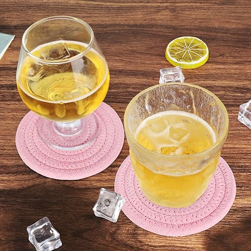 Miniatura 5 de ABenkle 6 posavasos para bebidas, posavasos superabsorbentes, elegantes posavasos redondos tejidos hechos a mano para mesa auxiliar, protección de