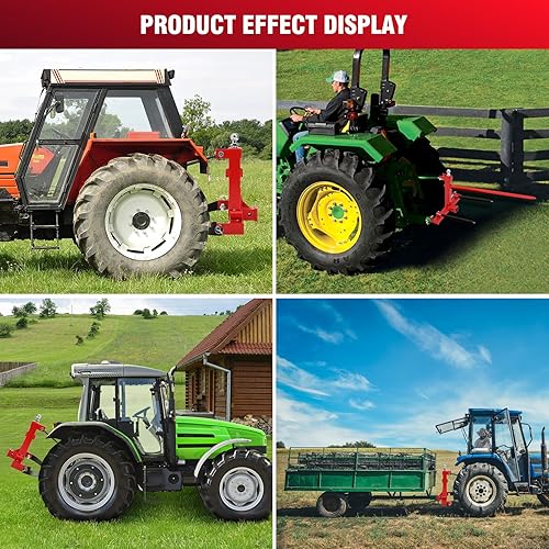 Miniatura 26 de GAOMON Enganche receptor de 3 puntos de 2 pulgadas, receptor HD de 2 pulgadas, adaptador de enganche de 3 puntos para tractores Cat1, LM25H, Kubota