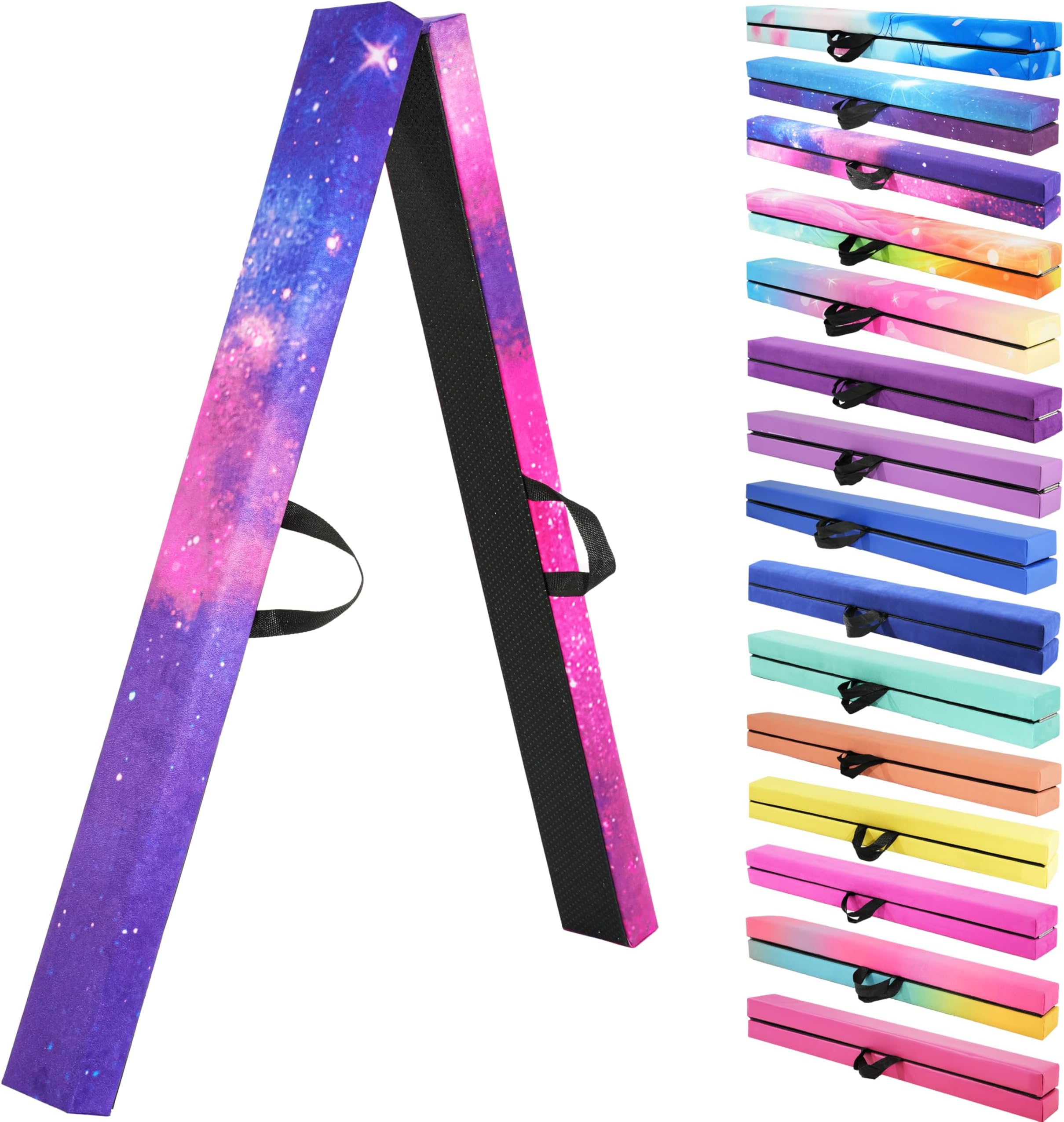 FC FUNCHEER 8FT Folding Balance Beam -Gymnastics Floor Beam -Gymnastics Equipment for Kids,Wood core- Anti-Slip Bottom and Carrying Bag for Home