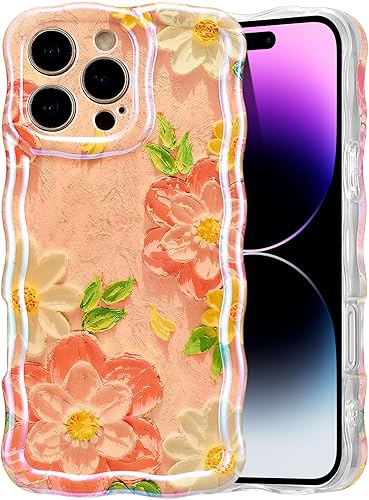 Miniatura 51 de EYZUTAK - Funda protectora de TPU para iPhone 12 Pro, estilo retro colorido, diseño láser brillante de pintura al óleo, estampado floral, borde Azul