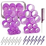 4 Sizes Hair Rollers for Women Set - 50 Pcs Hair Curler Rollers with Clips, Self Grip Hair Rollers for Long, Short Hair and Bangs, 25mm, 36mm, 48mm, 60mm, Purple
