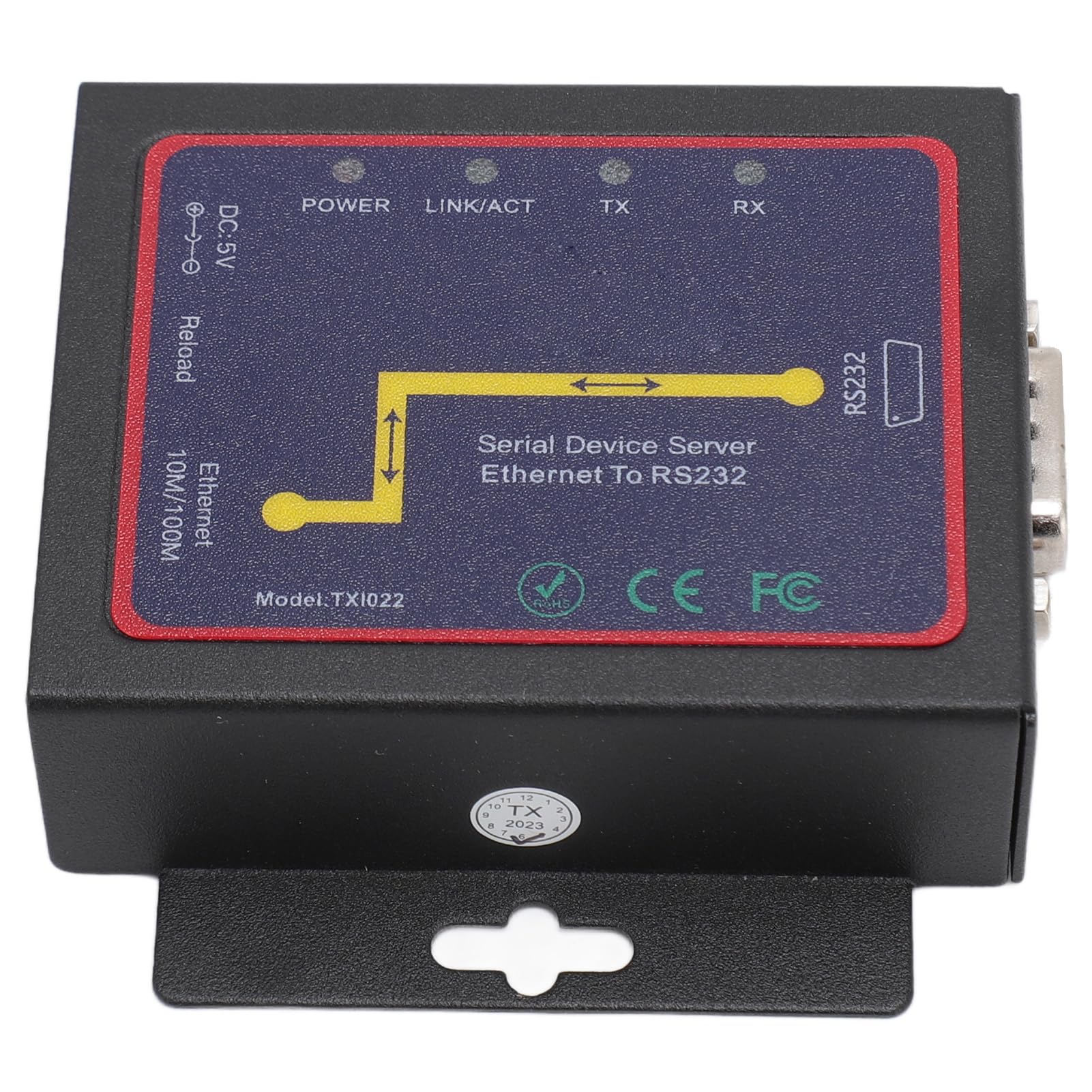 Adaptador de Red Serie/IP, Adaptador de Red Serie Ethernet TXI022 RJ45 a RS232 con MDI/MDIX Automático para Sistemas (Enchufe de la UE)
