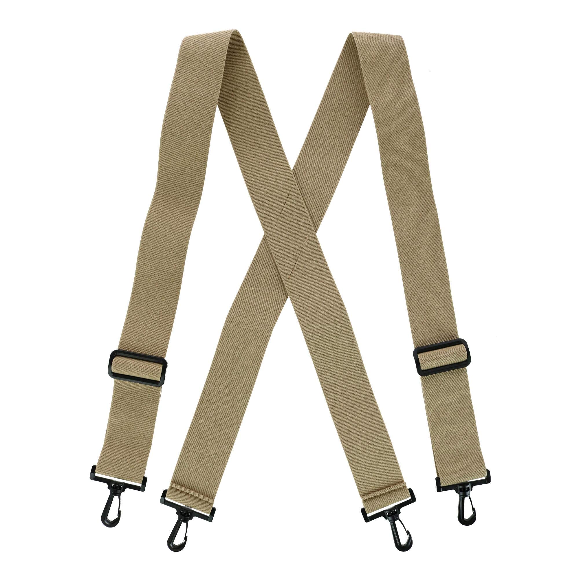 CTM Men's Elastic X-Back Braces with Plastic Hook Ends, Khaki