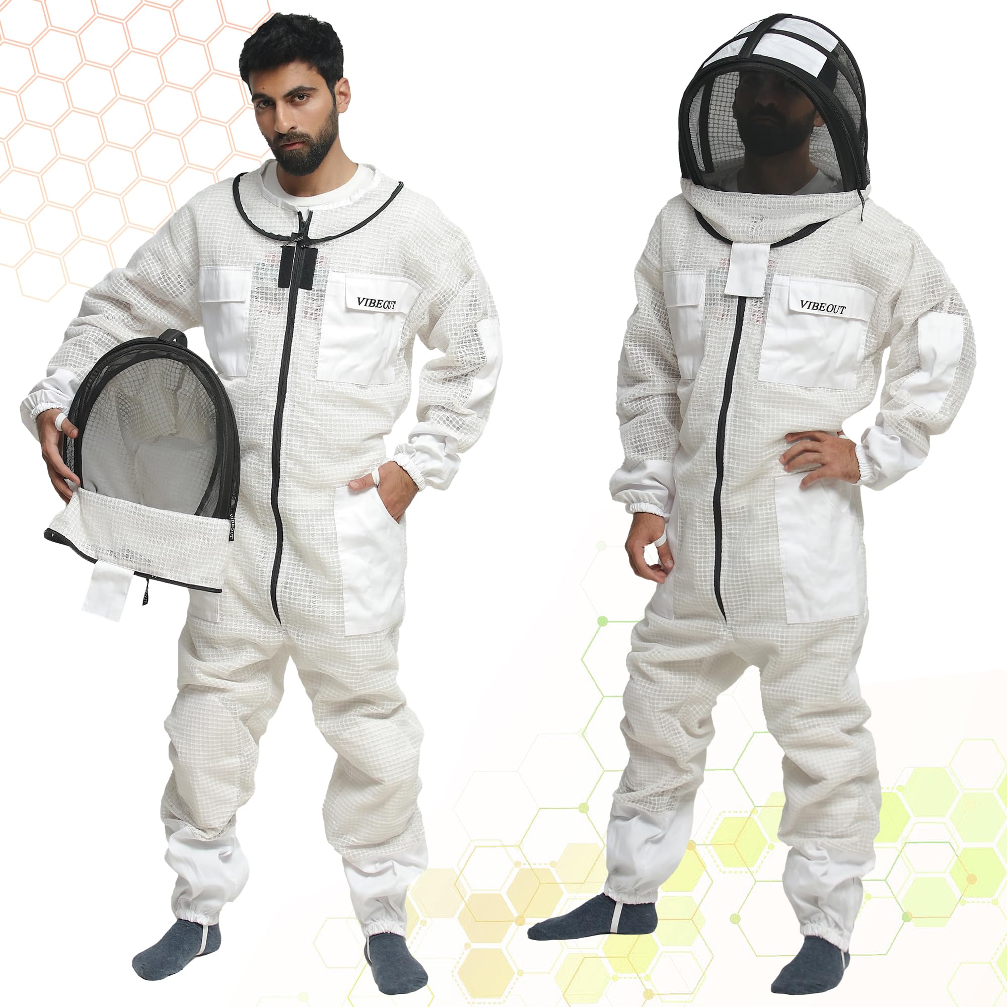 Tuta da apicoltura ultra ventilata, a 3 strati, in rete ad aria, per uomini e donne, con velo da scherma, professionale, a prova di puntura, per apicoltura, attrezzatura di protezione per apicoltori