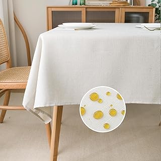 NLMUVW Ivory White Linen Tablecloth 6ft, Dining Table Cloth Water Resistant Farmhouse Table Cover for Kitchen Party Cafe, 54 x 78 Inch