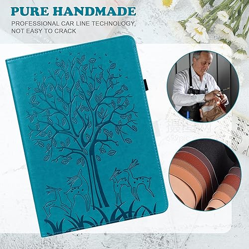 Miniatura 5 de Funda para Xiaomi Pad 5Pad 5 Pro 11 pulgadas 5G 2021, diseño en relieve Deer&Tree PU Funda de cuero con ranura para tarjeta Banda elástica para Mi