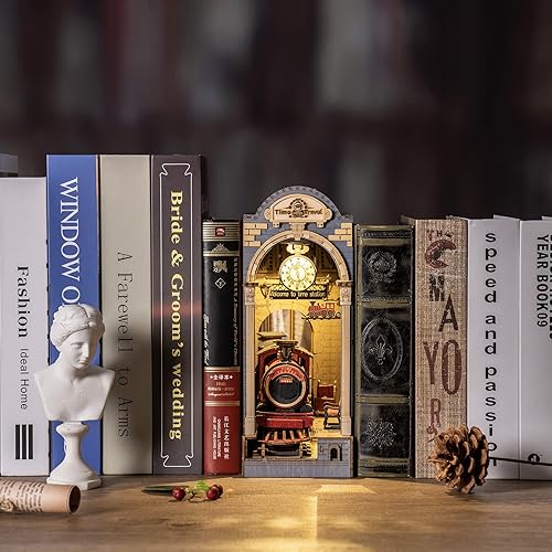Miniatura 8 de Rowood Book Nook - Kit de rincón de libros para adultos, rompecabezas de madera 3D en miniatura, callejón de decoración de estantería, pasatiempos