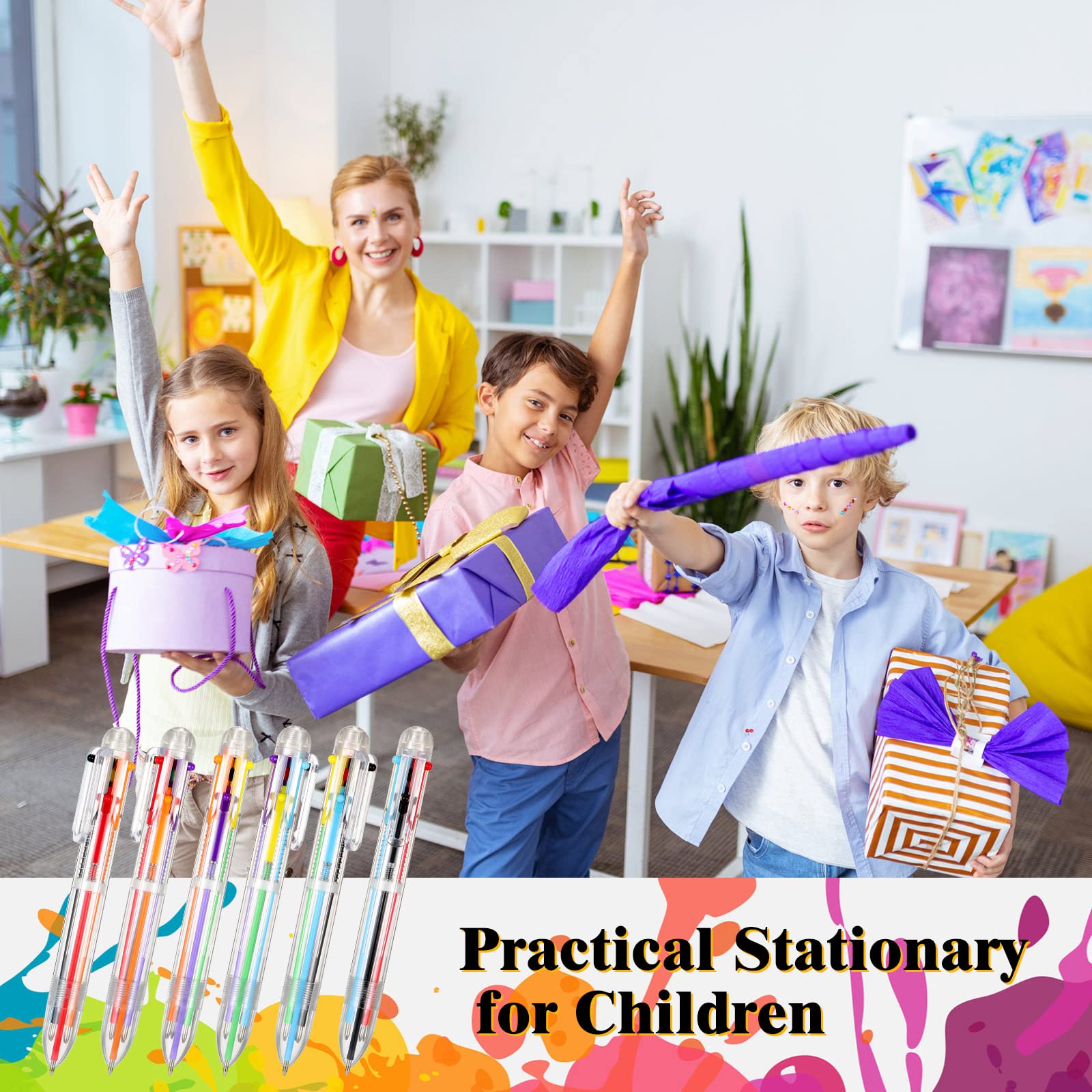 Handepo 360 Pcs 6 in 1 Multicolor Pen Bulk 0 5 mm 6 Colors Retractable Colorful Ink Rainbow — view 7