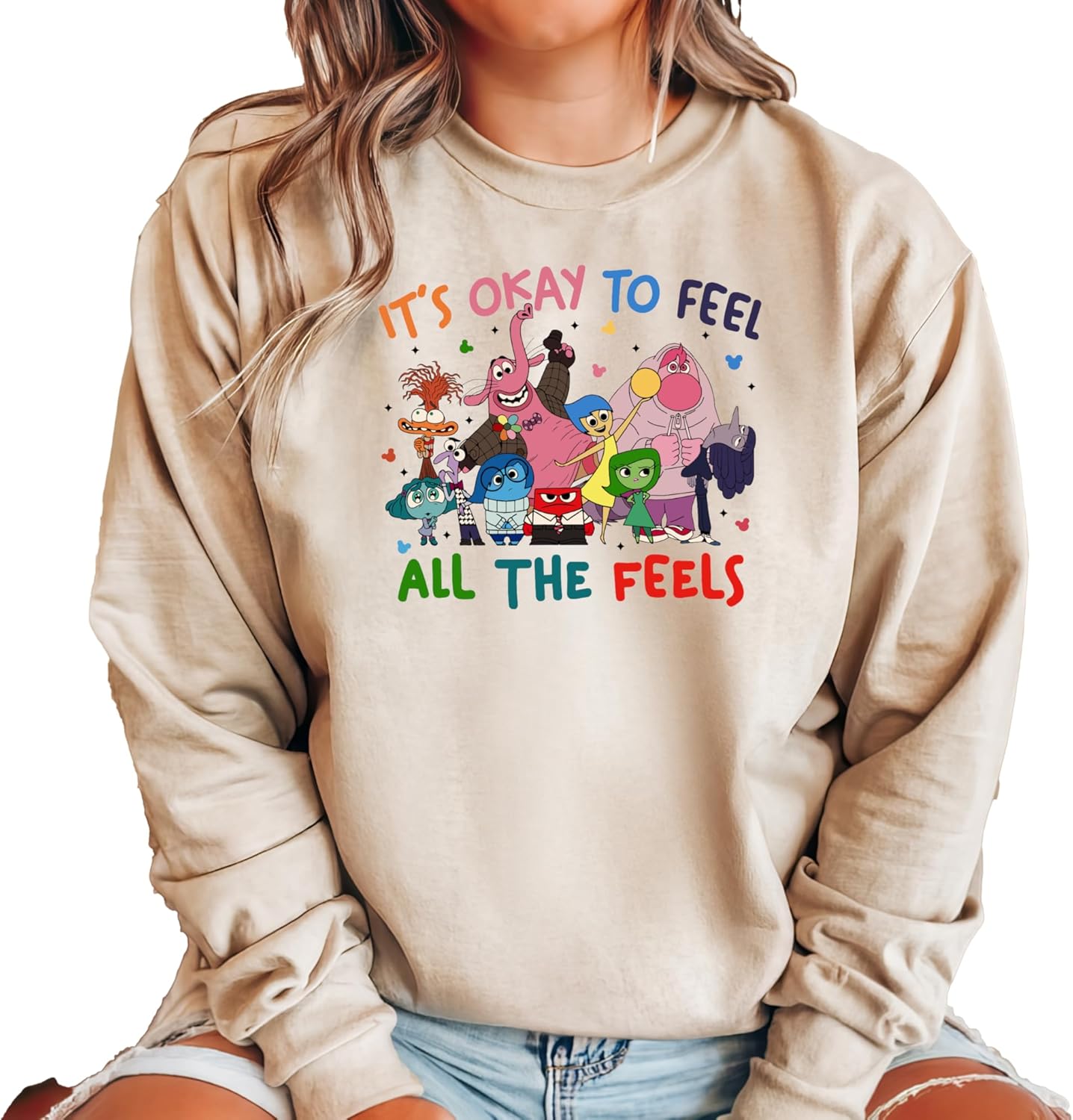 It’s Okay to Feel All the Feels Sweatshirt, Mental Health Awareness Inside Out Graphic Sweater, Therapy Teacher Outfit Multicolor