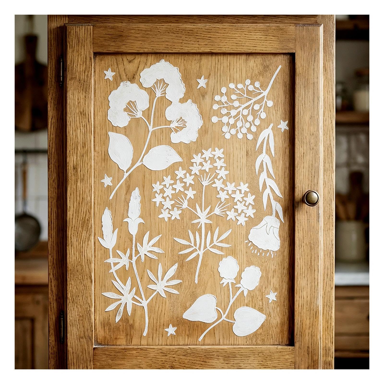 Große Blattblumen-Wandschablone zum Malen, wiederverwendbare Kunststoffschablone, 90 x 125 cm, DIY-Heimdekoration an Wänden, Möbeln, Leinwand, Holz, Heimwanddekoration, Stoff, DIY Kunst Handwerk