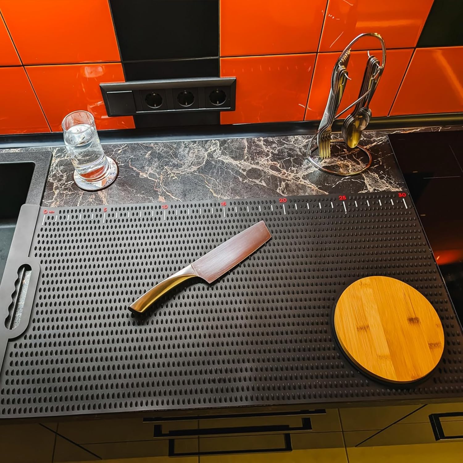 Fish Fillet Mat with Fish Cutting Board, Extra Large 33"x15.75", Non-Slip Fish Cleaning Mat with Measuring Scale, Portable Rollable Fish Fillet Board