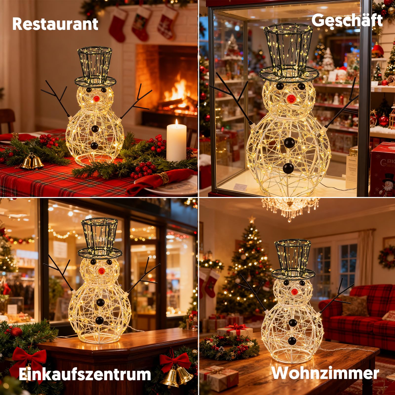LEDYA Weihnachts-Schneemann Lichterdeko, 400 LEDs Warmweiß, 30,5 cm Weihnachtsdeko für Innen/Außen mit Timer, netzbetrieben, 2 Lichtmodi Blinken & Dauerlicht, ideal für Schlafzimmer, Garten, Party