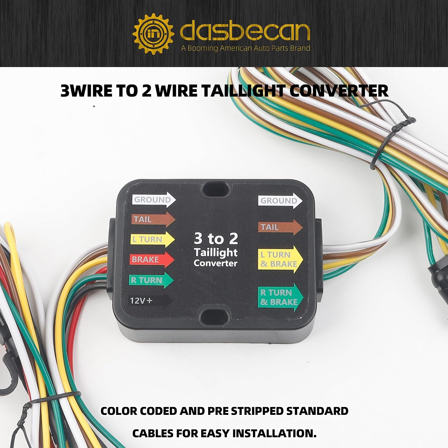 Dasbecan 56158 4-Pin Trailer Wiring Harness Compatible with Honda CRV CR-V 2012 2013 2014 2015 2016 Towing Hitch Wire Harness Kit