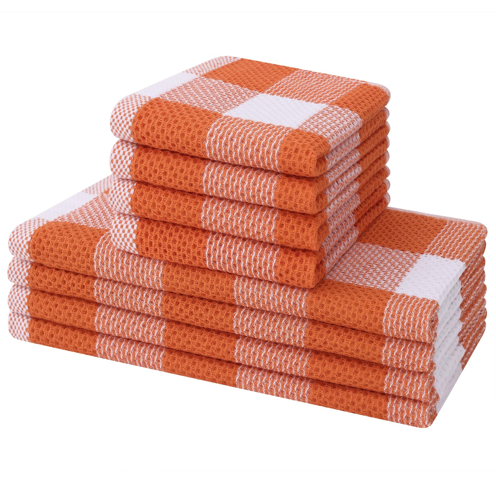 Torchons de cuisine Mordimy lot de 8 essuie-mains orange et blanc