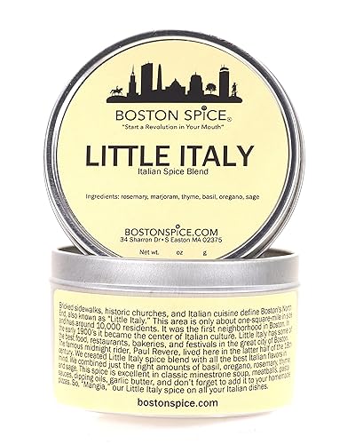 Boston Spice Little Italy Mezcla de condimentos gourmet italianos para uso en salsas de pasta, salsas de ajo, mantequilla de pan, pizza, verduras,