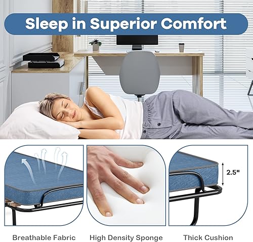 Miniatura 4 de RELAX4LIFE Cama plegable plegable con colchón cama de invitados con marco de acero resistente y colchón de espuma viscoelástica para adultos cama