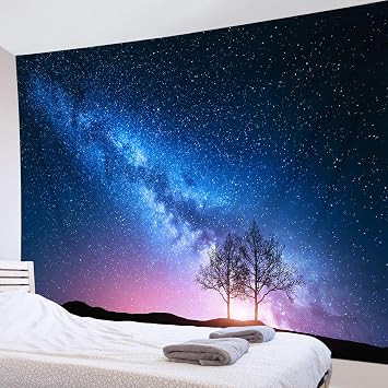 LB Purple Galaxy Tapestry, Large Starry Night Sky Tapestry Wall Hanging, 3D Fantasy Magical Space Wall Decor for Bedroom Living Room Dorm Wall Decor,80 x 60 Inches