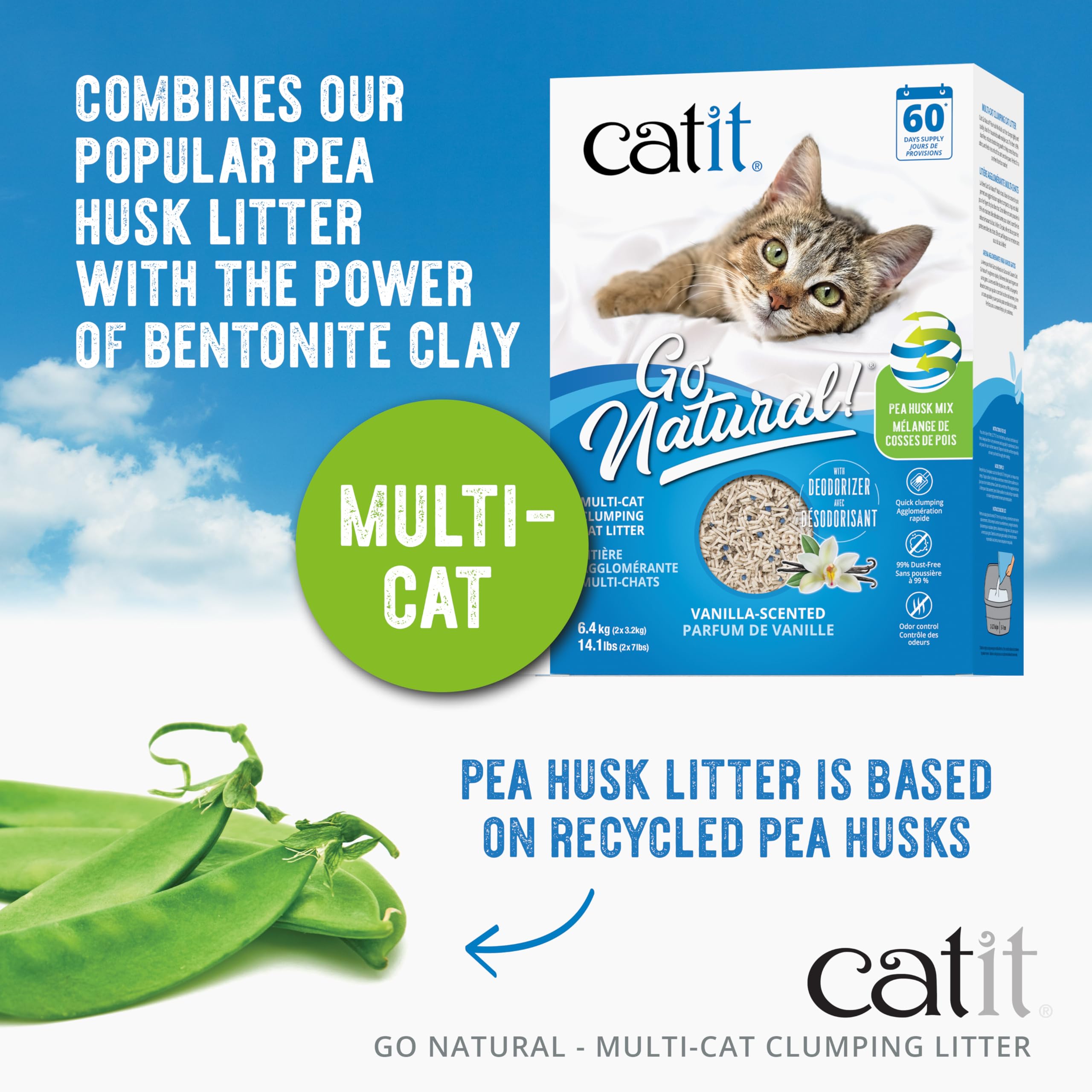 Arena Aglomerante Mix para Muchos Gatos Catit Go Natural