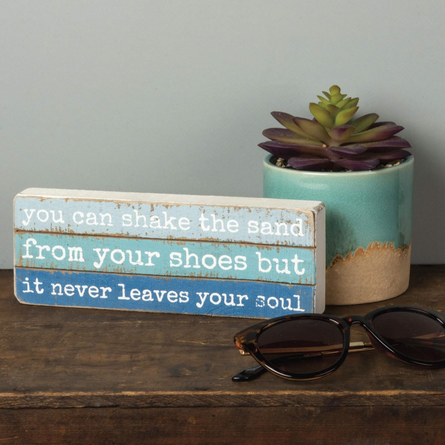 Primitives by Kathy 102966 スラットウッドボックスサイン 8 x 3インチ The Sand Never