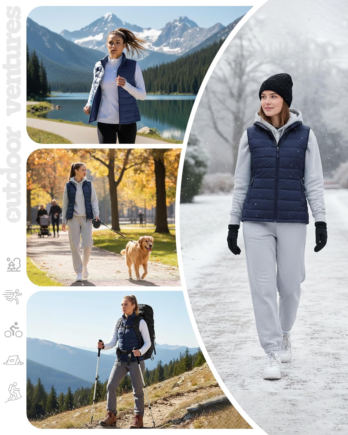 Outdoor Ventures Women's Lightweight Puffer Vest Outerwear Zip Up Warm Sleeveless Winter Jacket Padded Gilet Quilted Coat - Image 7