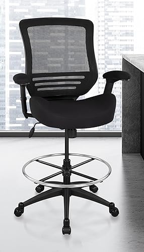 Miniatura 6 de BOLISS Silla de redacción ergonómica de malla de 400 libras, anillo de pie ajustable grande, reposabrazos ajustable en altura (negro)