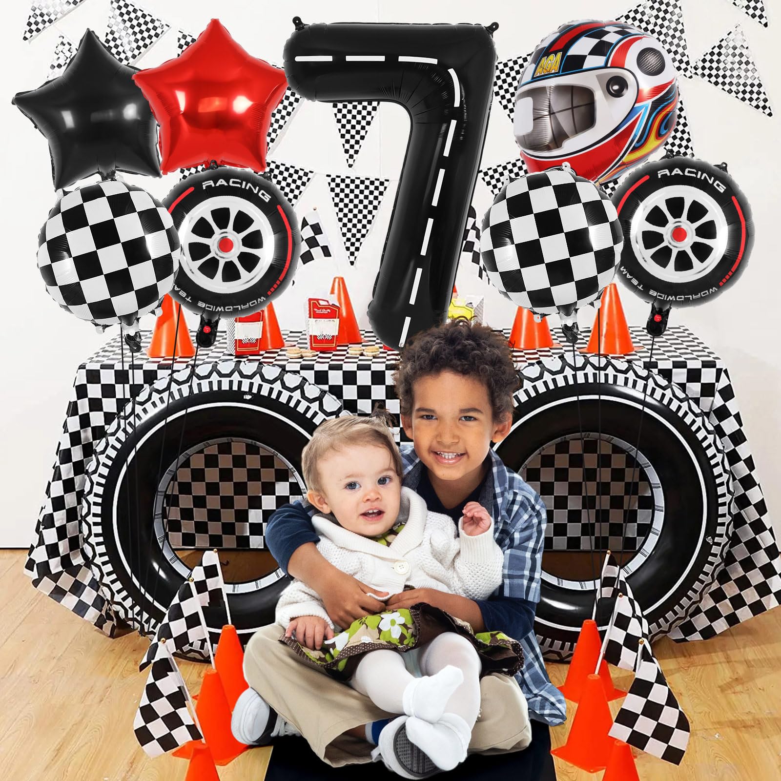 Number 7th Racing Number Balloons Racing Car 7th Birthday Decorations - 15 Pieces Race ...