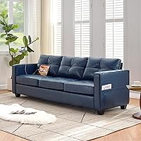 Vista 10 de TYBOATLE Sofá seccional de piel sintética para sala de estar, cómodos sofás tapizados con mechones de 88 pulgadas con cargador USB y tipo C, sofá