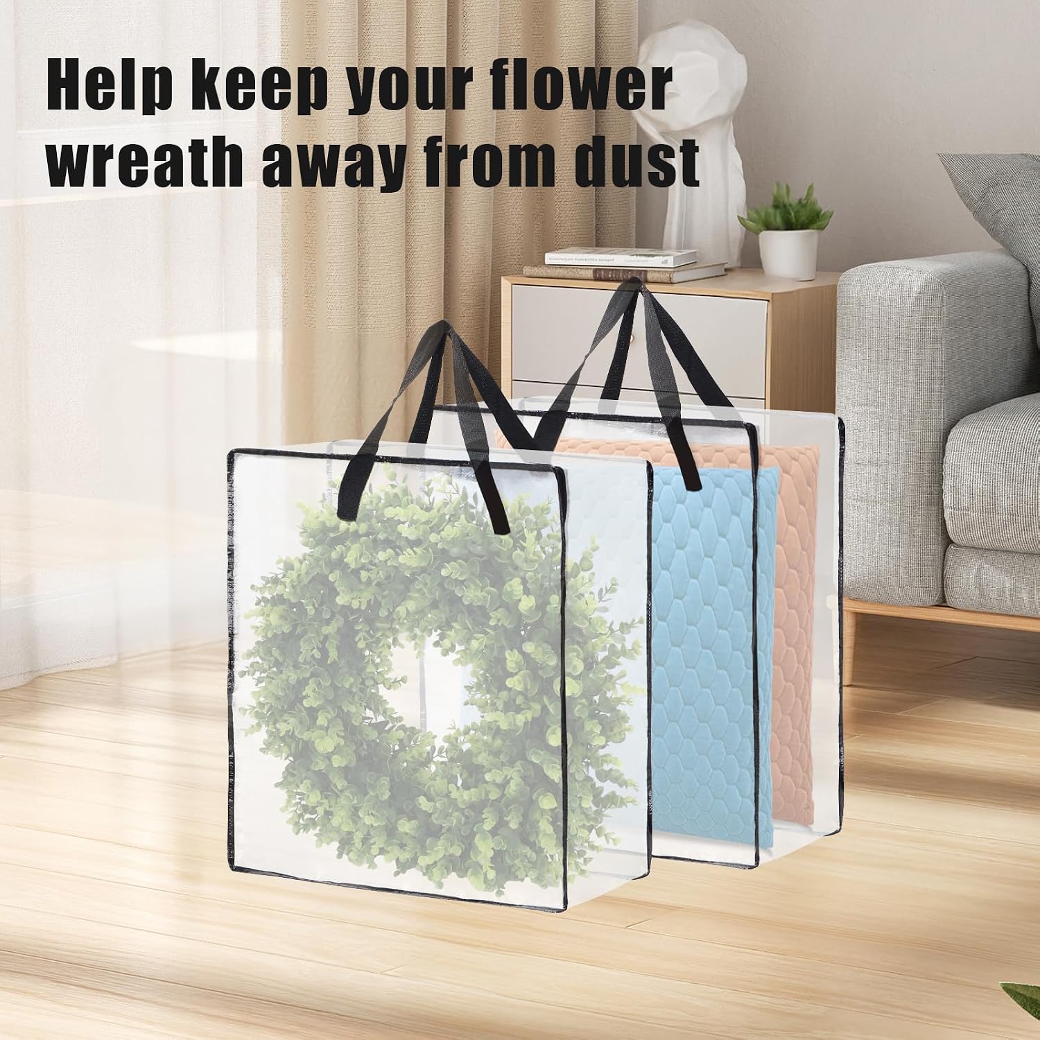 Wreath Storage Bag 5-Pack, 26 Inches 95 L Wreath Storage Container for Home Storage, Storage Bag for Spring Summer Autumn Christmas Wreath Decorations or Clothing Blanket Comforters Bed Sheets Pillows