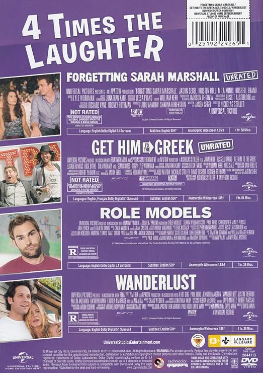 4-Movie Laugh Pack: Forgetting Sarah Marshall / Get Him to the Greek / Role Models / Wanderlust