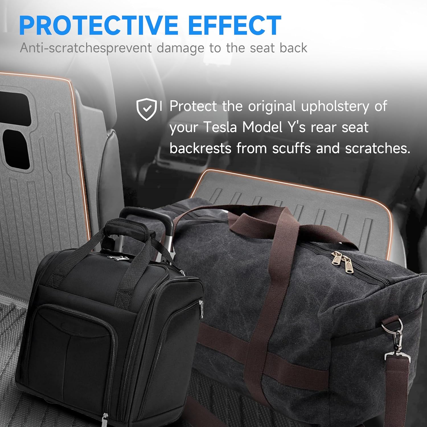 3Pcs Rear Back Seat Protector for Tesla Model Y 2020 to 2024, TPE Second Row Seats Back Cover, Waterproof Backrest Mats Accessories