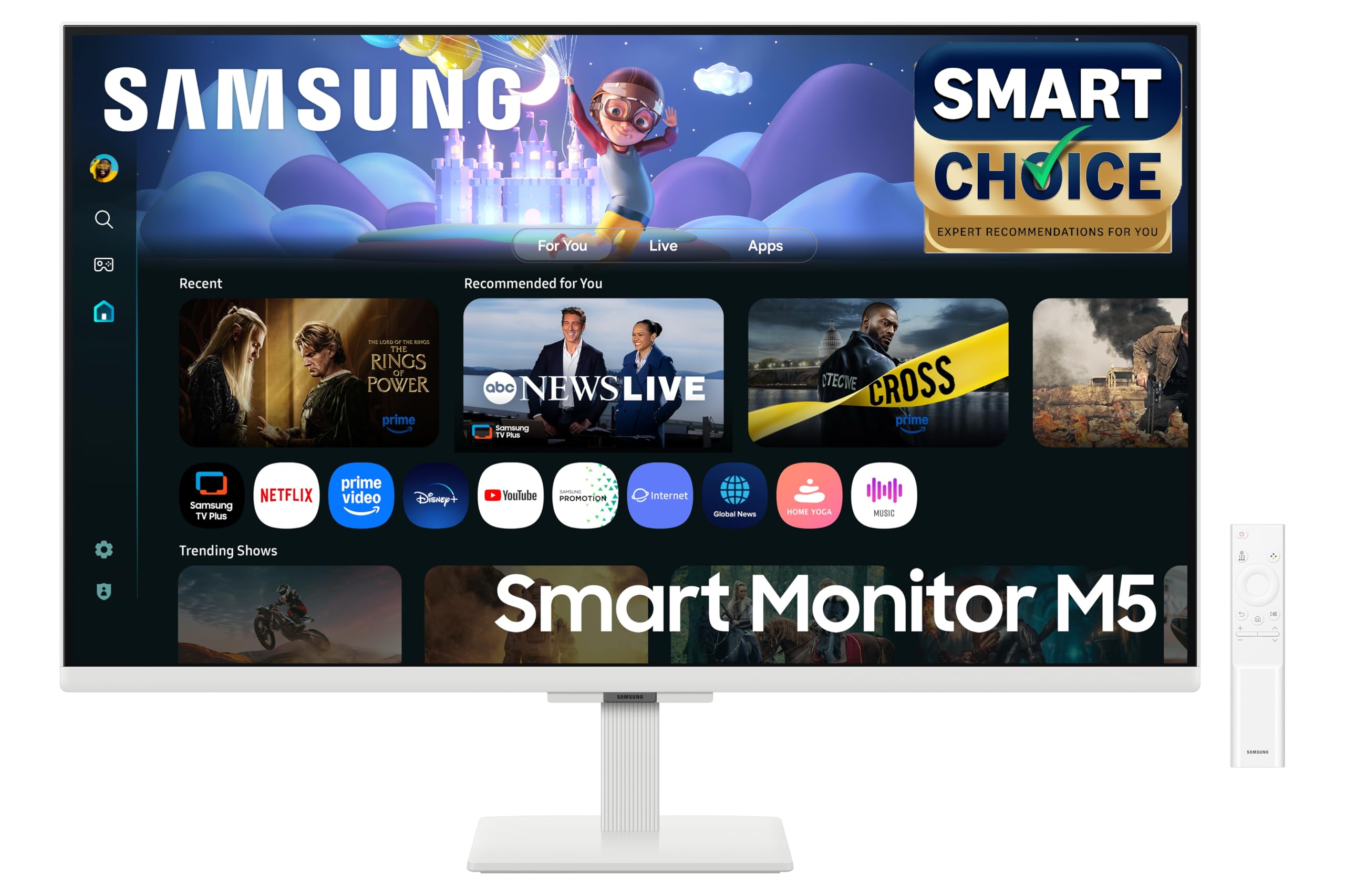 Samsung 32" (80cm) M5 Smart Monitor with Smart TV Experience (Smartchoice) |FHD 1920 x 1080|Screen Mirroring TV Plus|Speakers|Adaptive Sound|Wi-Fi|HDMI|Bluetooth|LS32FM501EWXXL|White