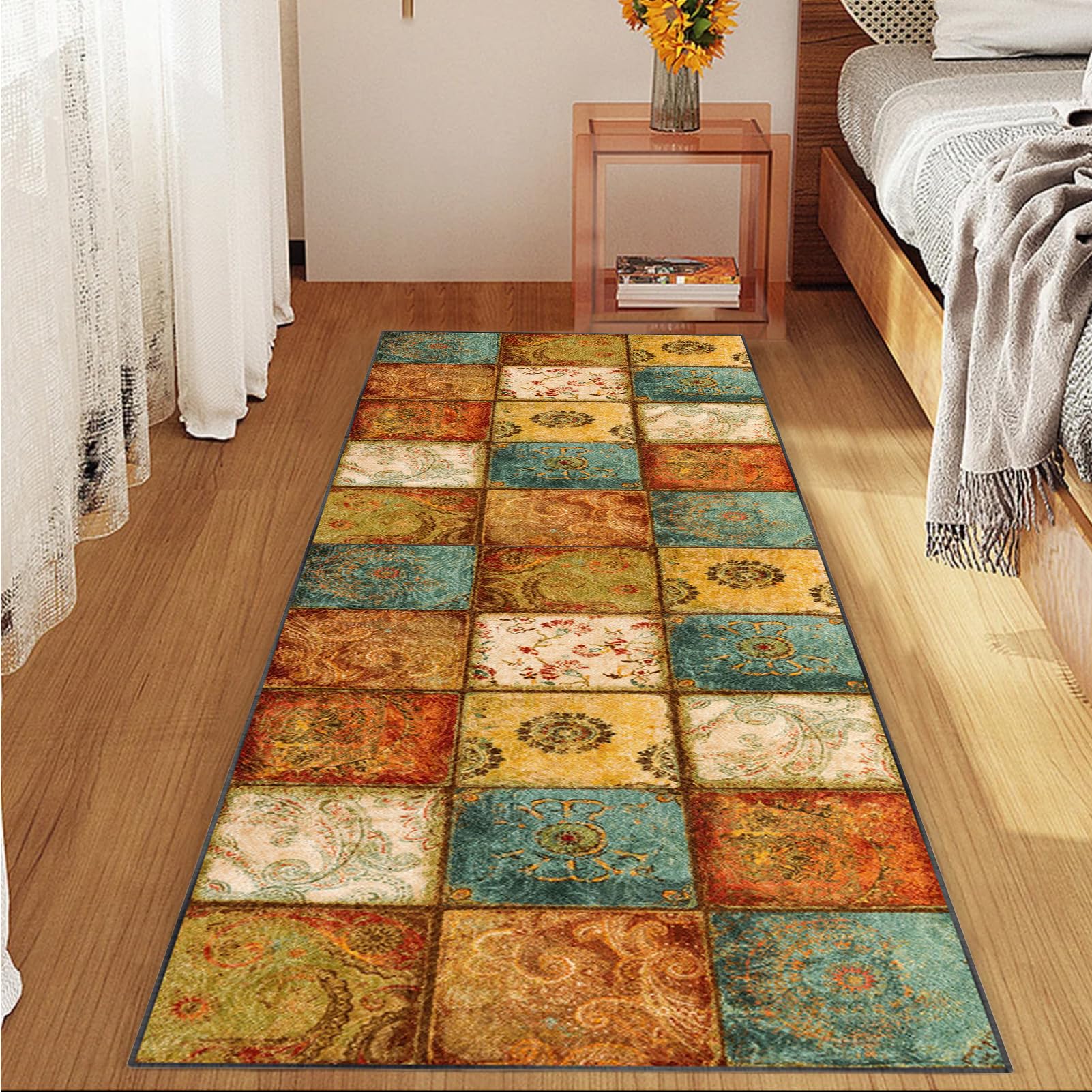 Küchenläufer Teppich Läufer für Flur Küche Wohnzimmer Schlafzimmer, Teppichläufer rutschfest Waschbar Teppich für Küche, Flurteppich Eingangsteppich Bettvorleger Schlafzimmer 120 x 450 cm