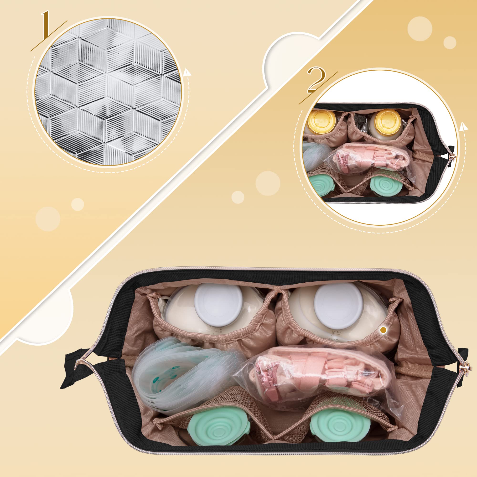 Fasrom Borsa per tiralatte indossabile compatibile con i tiralatte Elvie Pump in Style, custodia a doppio strato con tappetino impermeabile e tasche isolate per mamme lavoratrici,Nero