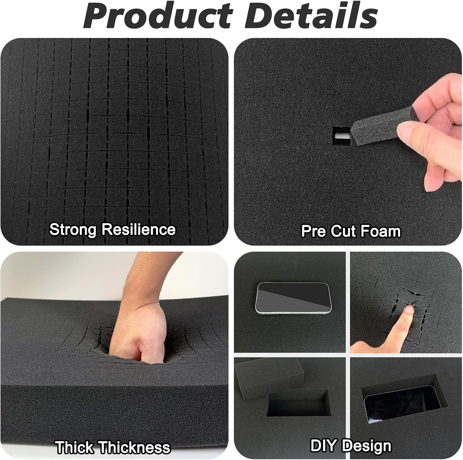 Egaageoi 2-Pack 16 x 12 x 2" Pre-Cubed Customization Gun Case Foam Inserts image 3