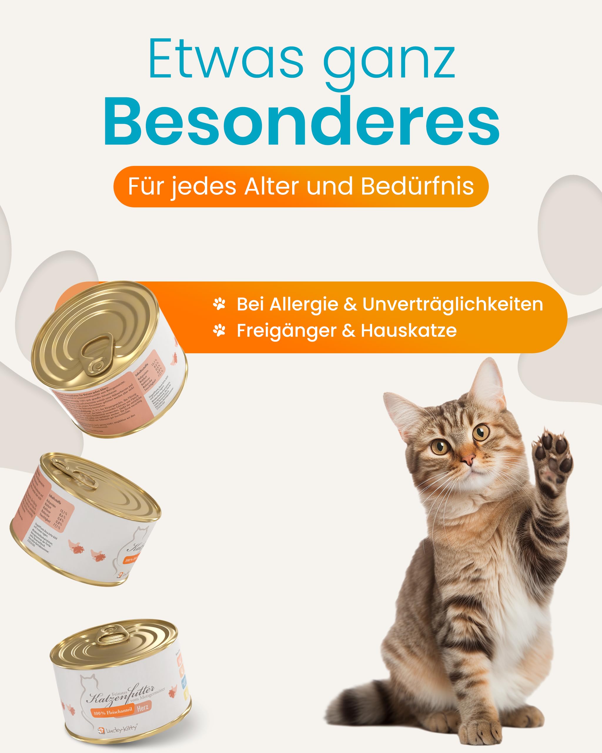 Lucky-Kitty Katzenfutter Nass 100% Hühnerherzen, Ohne Zusätze, 16 x 200g | Ohne Getreide & Zucker, Frisch vom Metzger, Für Katzen & Kitten, Nährstoff- und Vitaminreich, Made in Germany