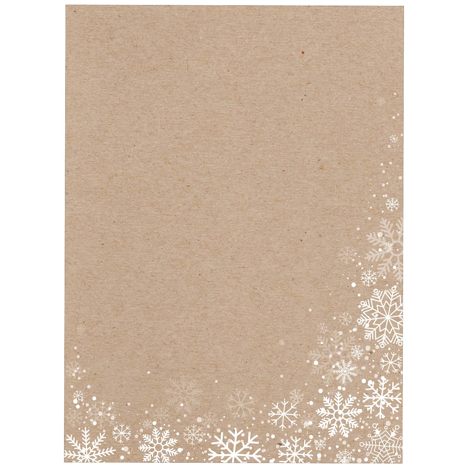 Weekgrat 140 Pcs Christmas Stationery Paper White Snowflakes Letterhead Paper 8.5" x 11" Rustic Faux Kraft Winter Holiday Paper for Wedding Invitation