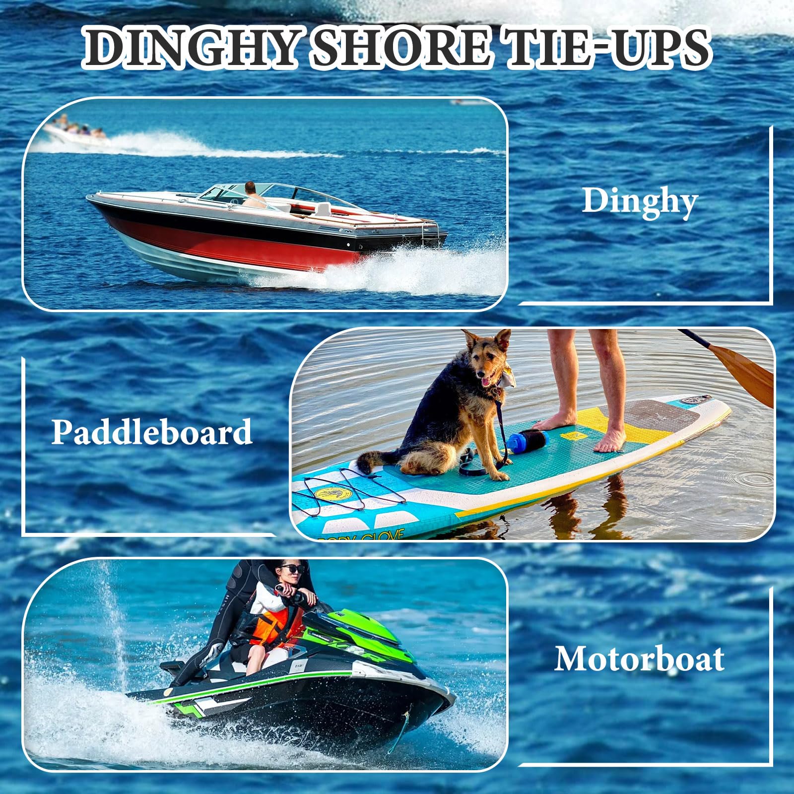 2 cavi di ancoraggio elastici per barche da 1,2 m, con clip e anello in acciaio inossidabile, corda di ancoraggio elastica regolabile, corda di ormeggio resistente per PWC, kayak, jet ski