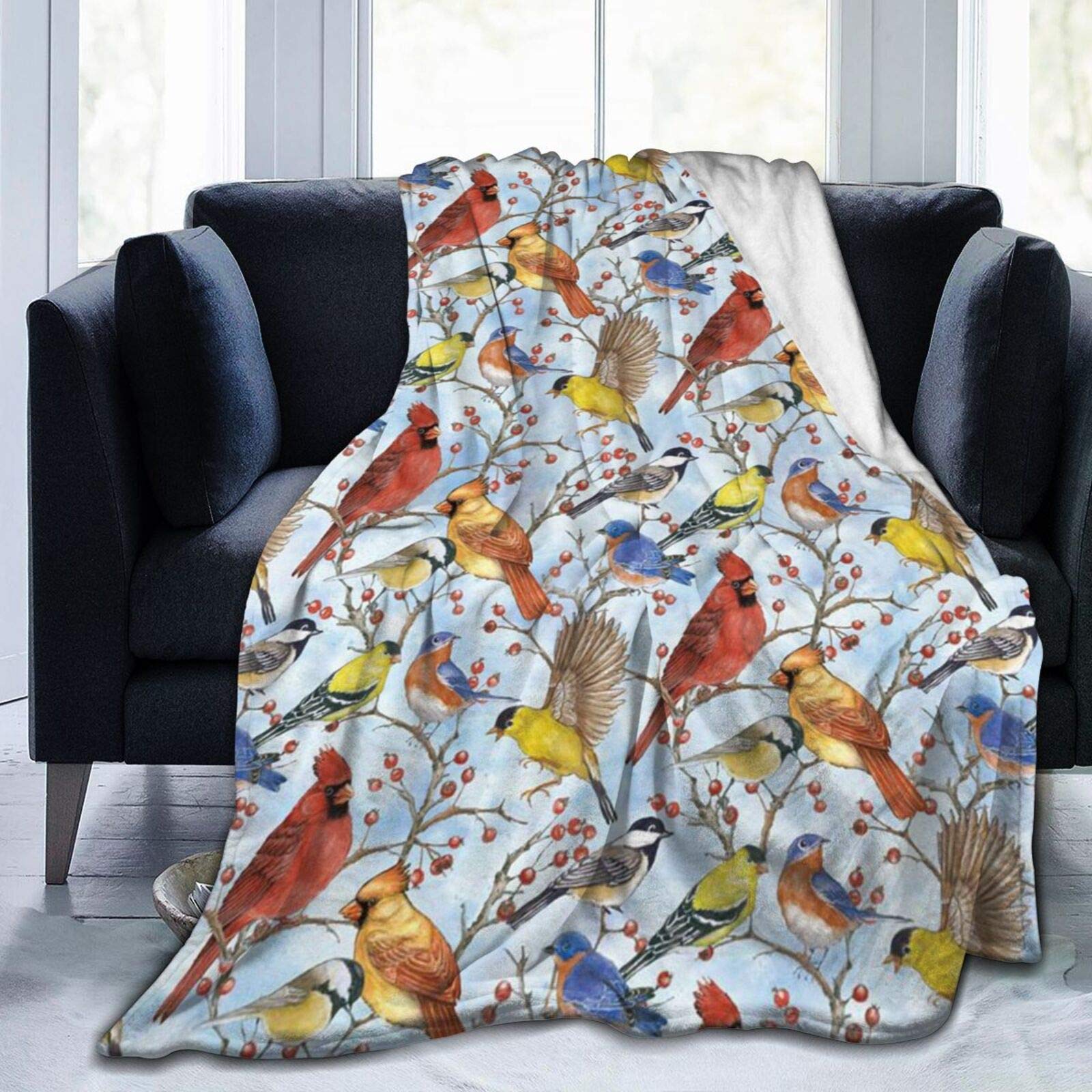 Comrtl Small And Small Bird Flannel Fleece Throw Blanket Bed Blanket Micro Fleece Blanket Warm Soft Lightweight Cozy Microfiber Blanket Throw For Bed Couch Sofa All Seasons