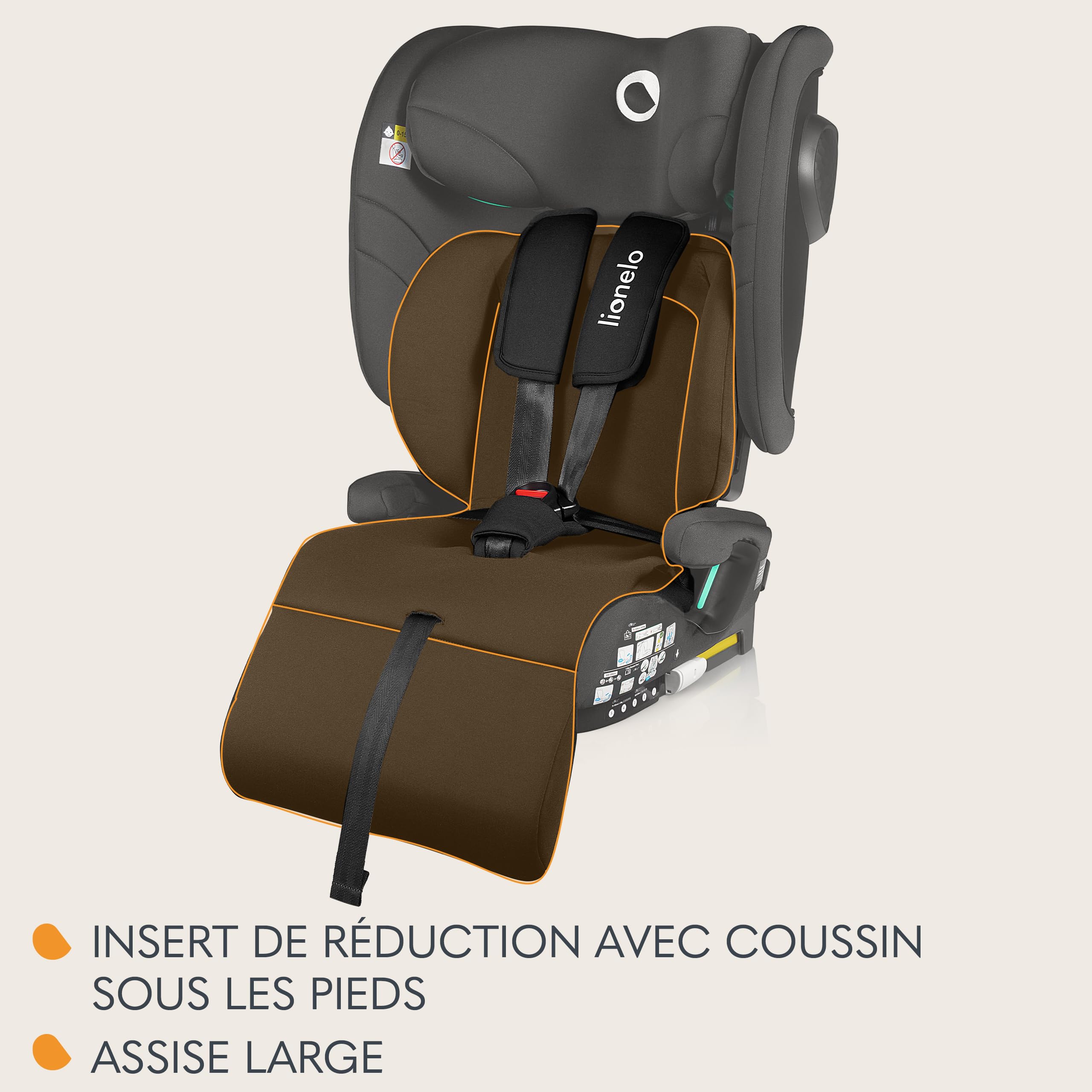 Lionelo NELLY I-SIZE Siège Auto, Installation Arrière 76 à 150 cm ISOFIX | Sangle TT Pliable Enfant (Approx. 15 Mois à 12 Ans) Groupe 1 2 3, Réglage de l'Appui-Tête et du Dossier