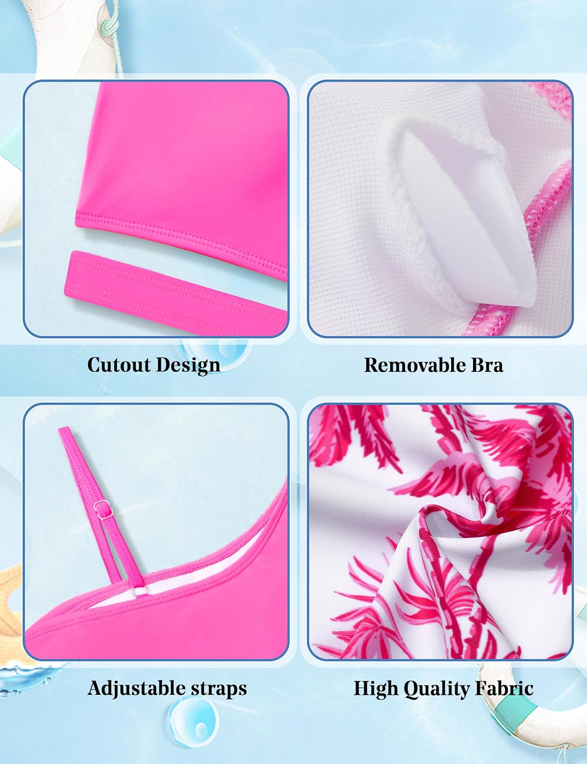 Queenstyle Girls Swimsuits Bikini Set Kids Cutout Bathing Suit Bikini Top Two Piece Girls' Swimwear - Image 6